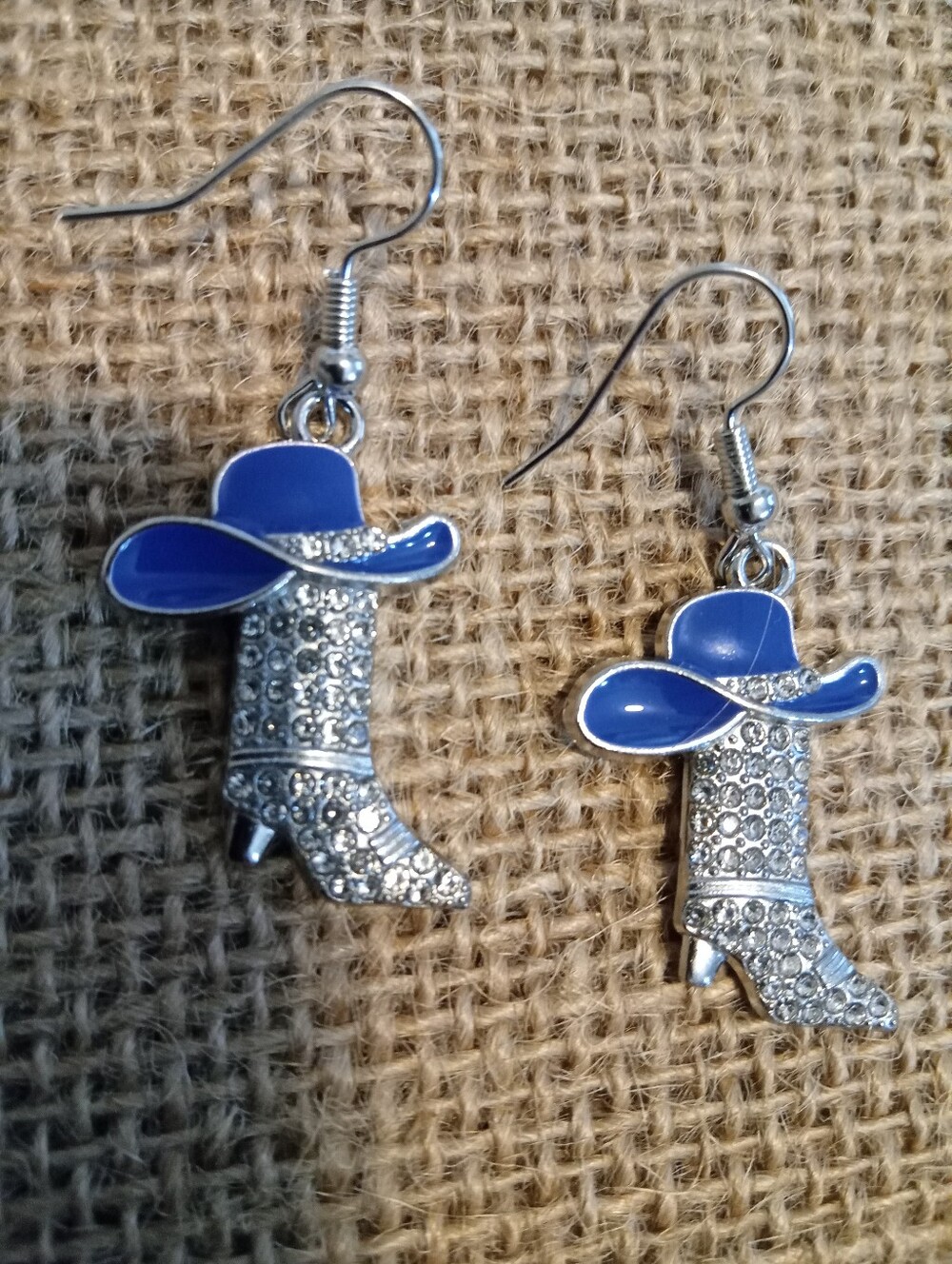 Blue Cowboy Boot Dangle Earrings - Women's Western Jewelry